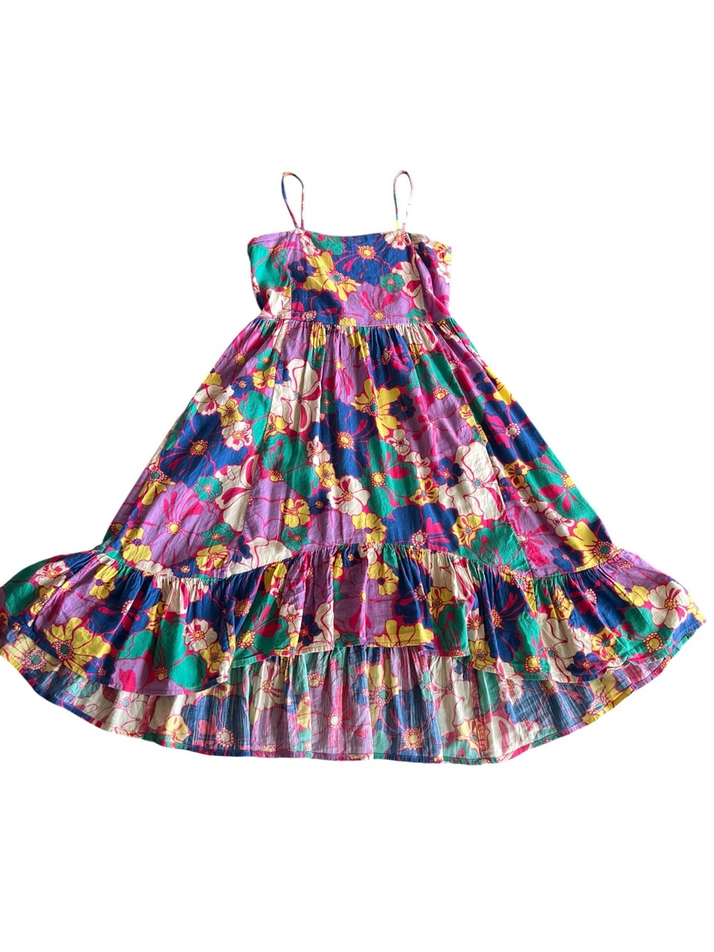 GAP Kids Girls XL 12 Floral Tiered‎ Sundress Maxi Dress Smocked Back Colorful
